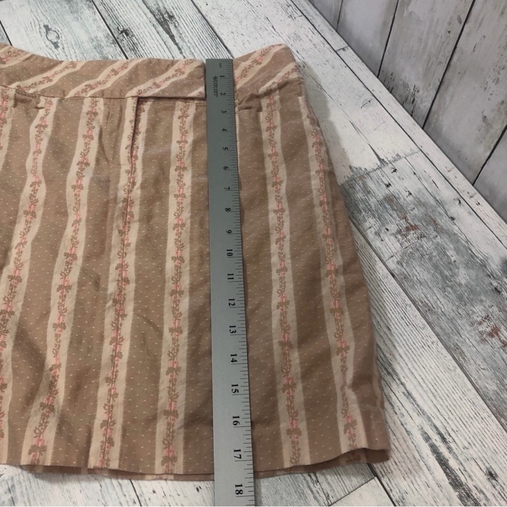 Ann Taylor Loft Floral Stripe Pencil Tan and Cream Skirt 0 - Picture 9 of 11